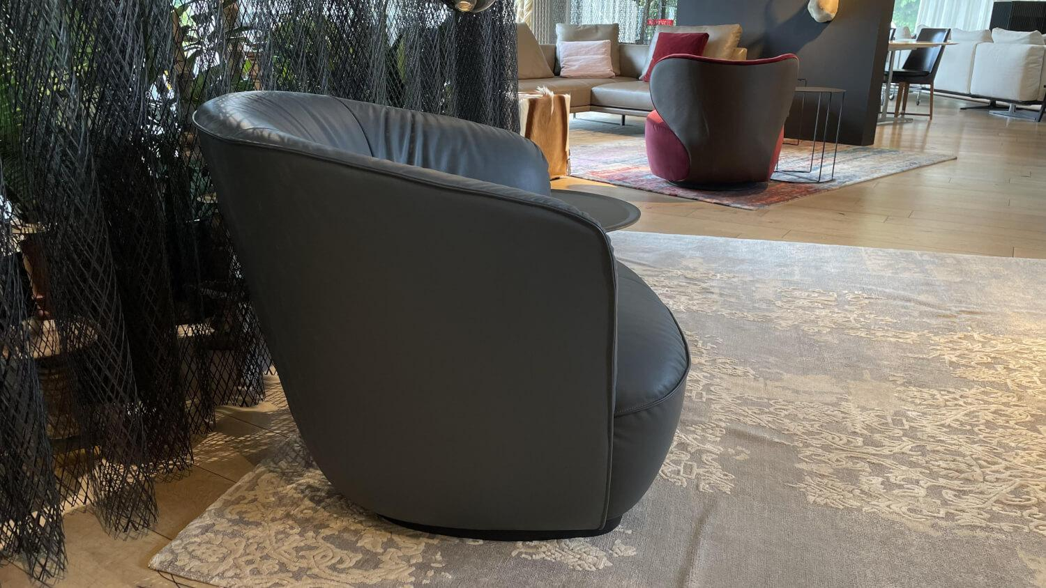 Walter Knoll - Sessel Ishino Leder Congress 1441 Basalt Schwarz Grau Sockel Schwarz Lackiert - 6