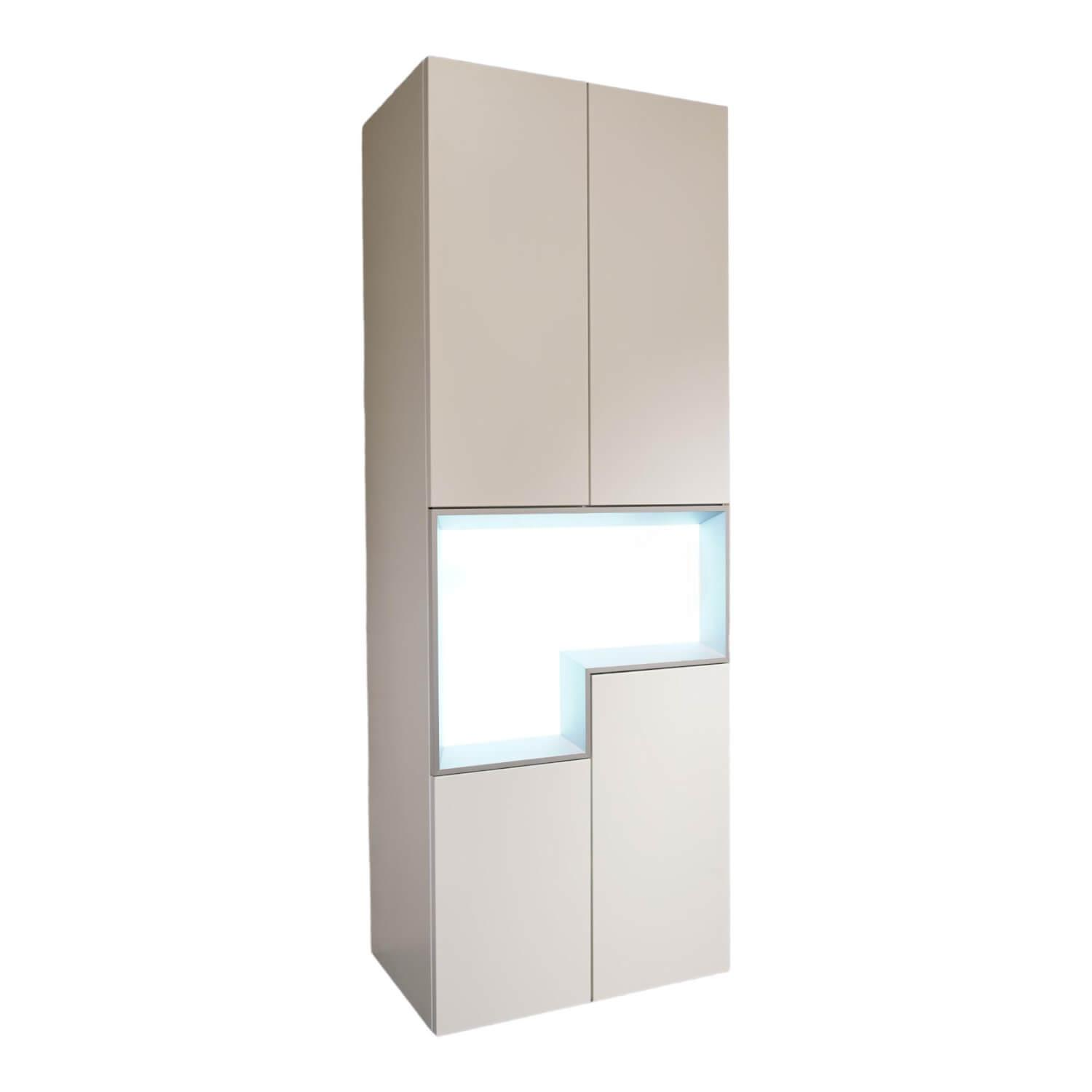 Hülsta Sideboard Tetrim 4174112 Lack Reinweiß Rahmen Silber Mit Beleuchtung im Sale main image 0