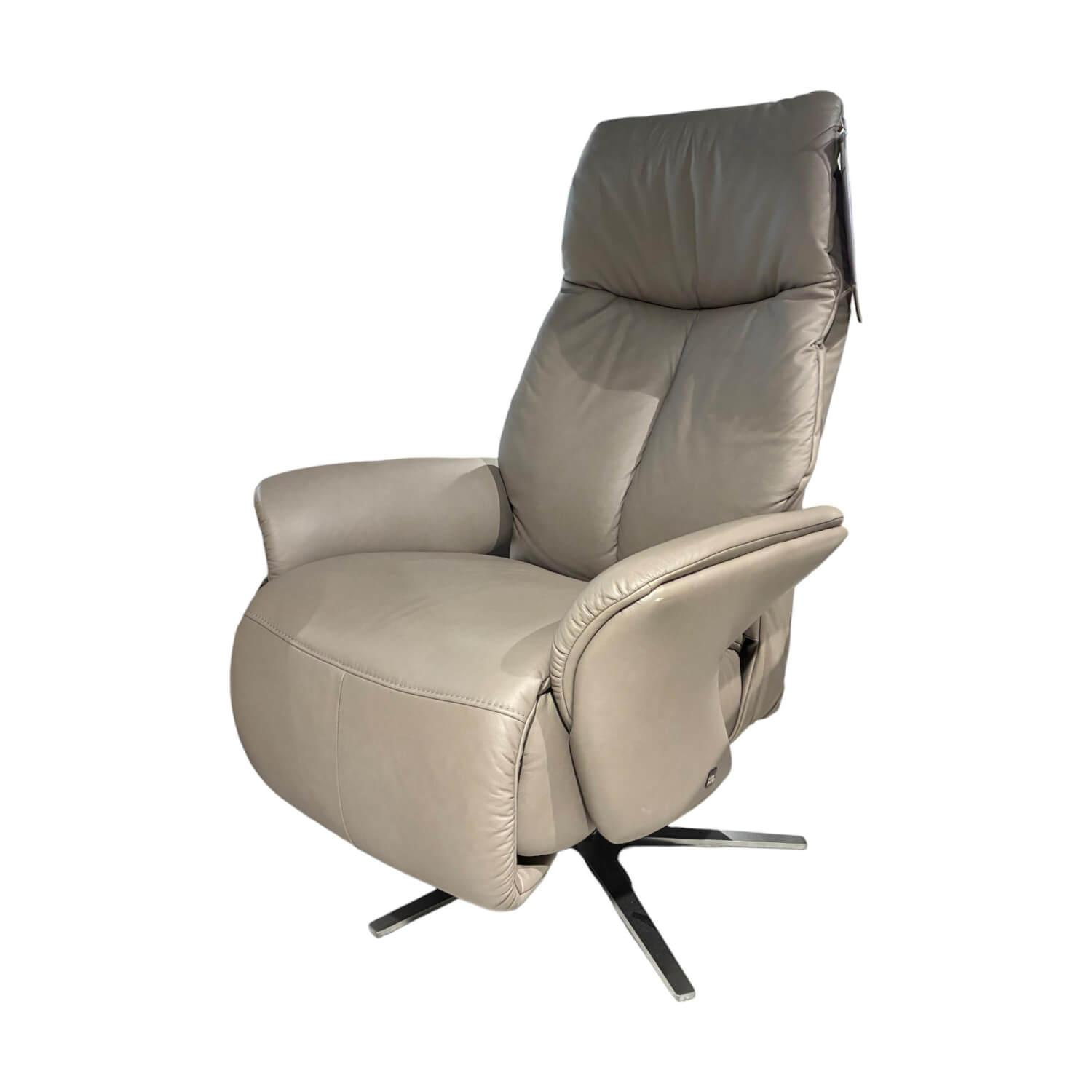 himolla - Sessel Easy Swing 4550 Leder Rustika 24 Lauch Beige Grau Sternfuß Edelstahl Pulverbeschichtet - 1