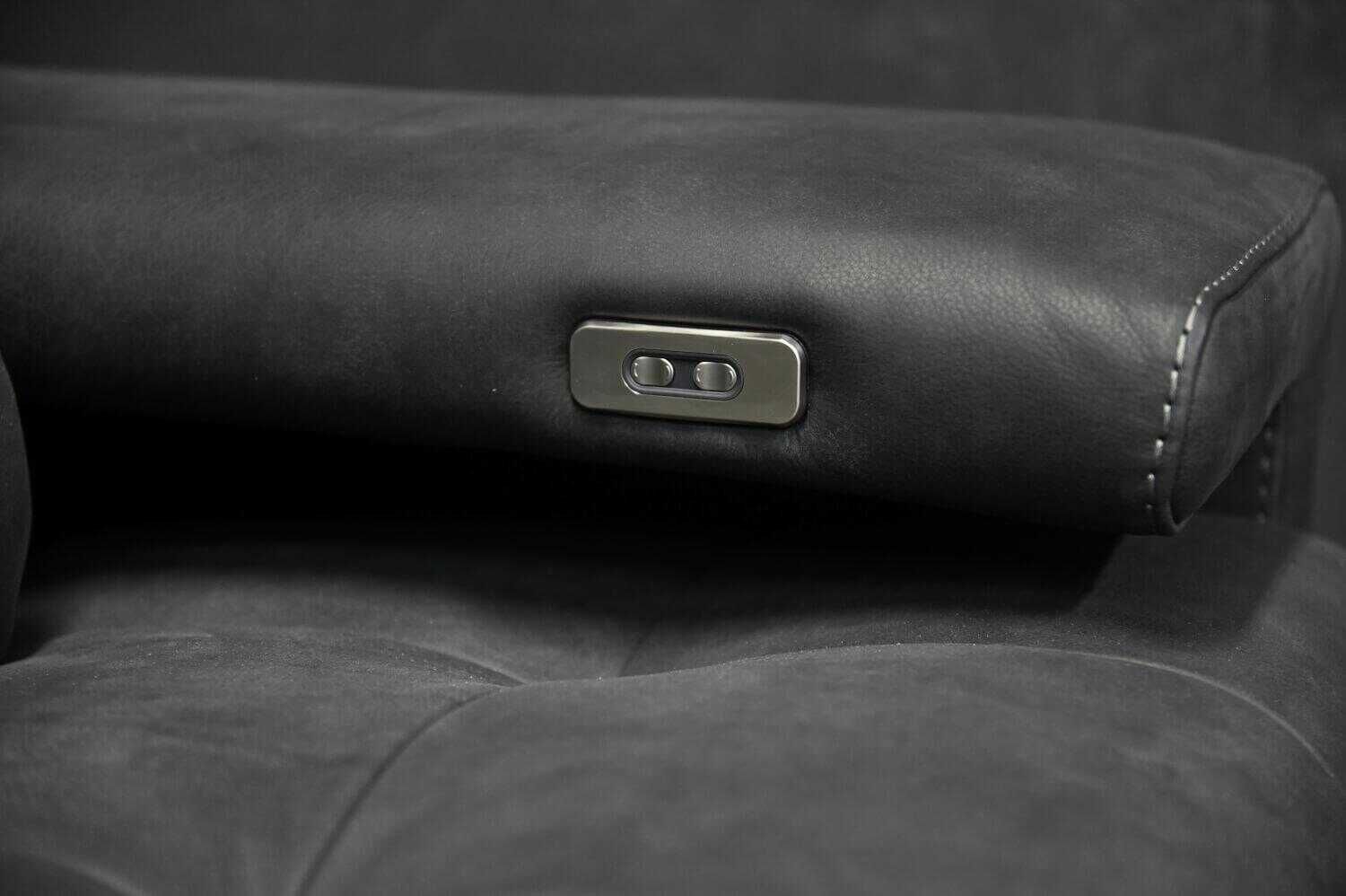 Sofa Arcadia Leder Maya 7310 Büffelleder Antracite L 40 mit elektrischer Kopf- und Fußteilverstellun