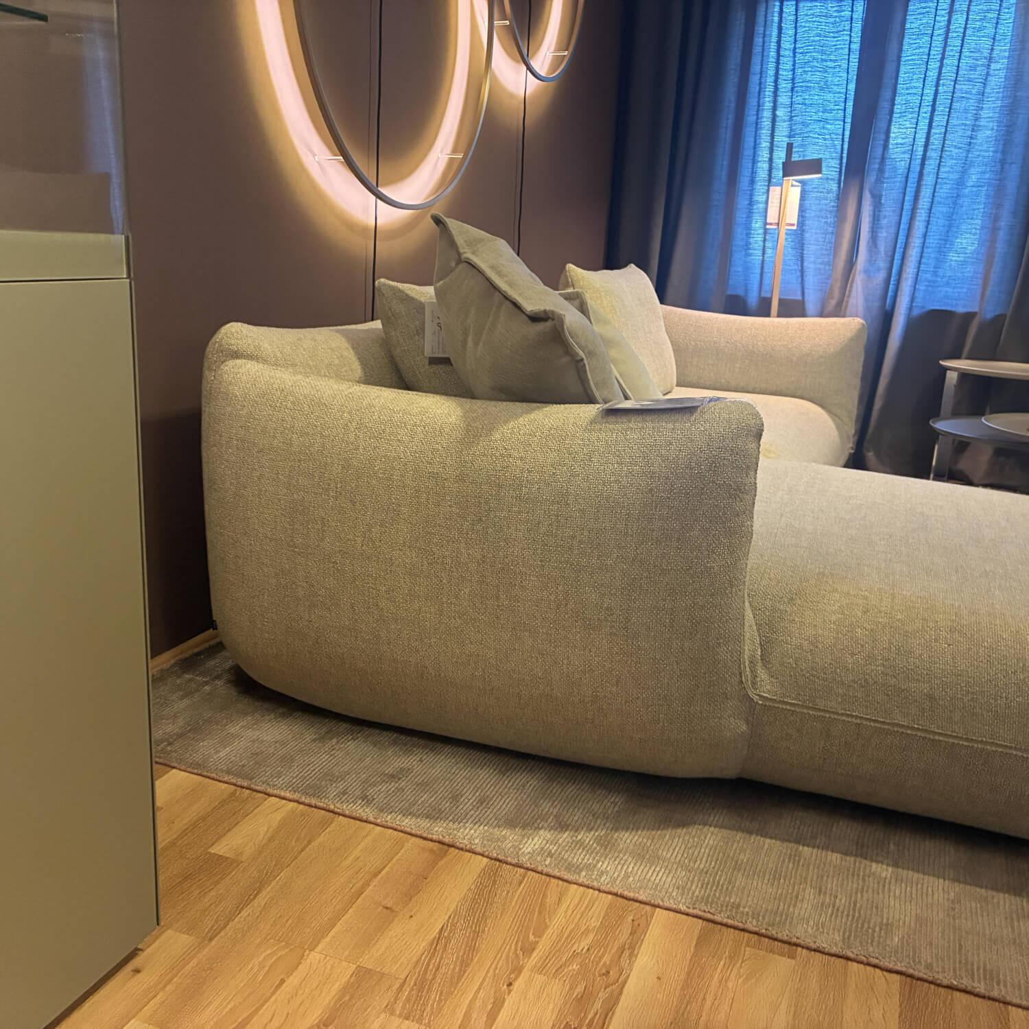 COR - Sofa Jalis Stoff 8251 Natur Beige Nahtband Stoff 5090 Sand mit 2 Kissen - 3