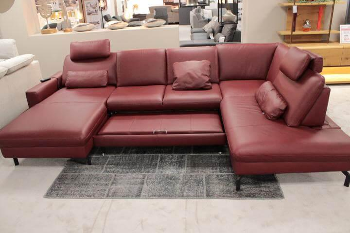 Polinova - Wohnlandschaft Leonore Leder Longlife 160 Vivre Barolo Rot - 6