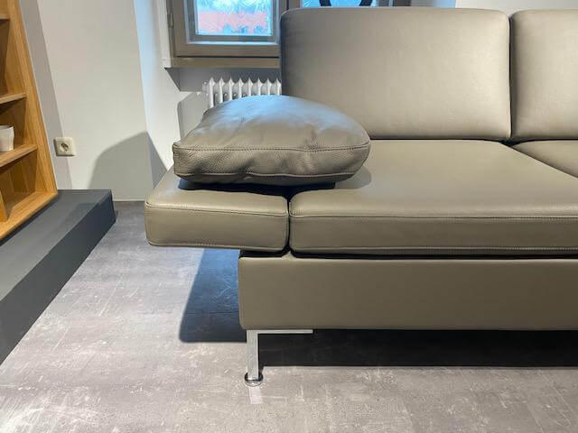 Brühl - Sofa Alba 85505 Leder 5423 25 Grau Winkelfuß Verchromt Pulverbeschichtet Mit Kissen - 2