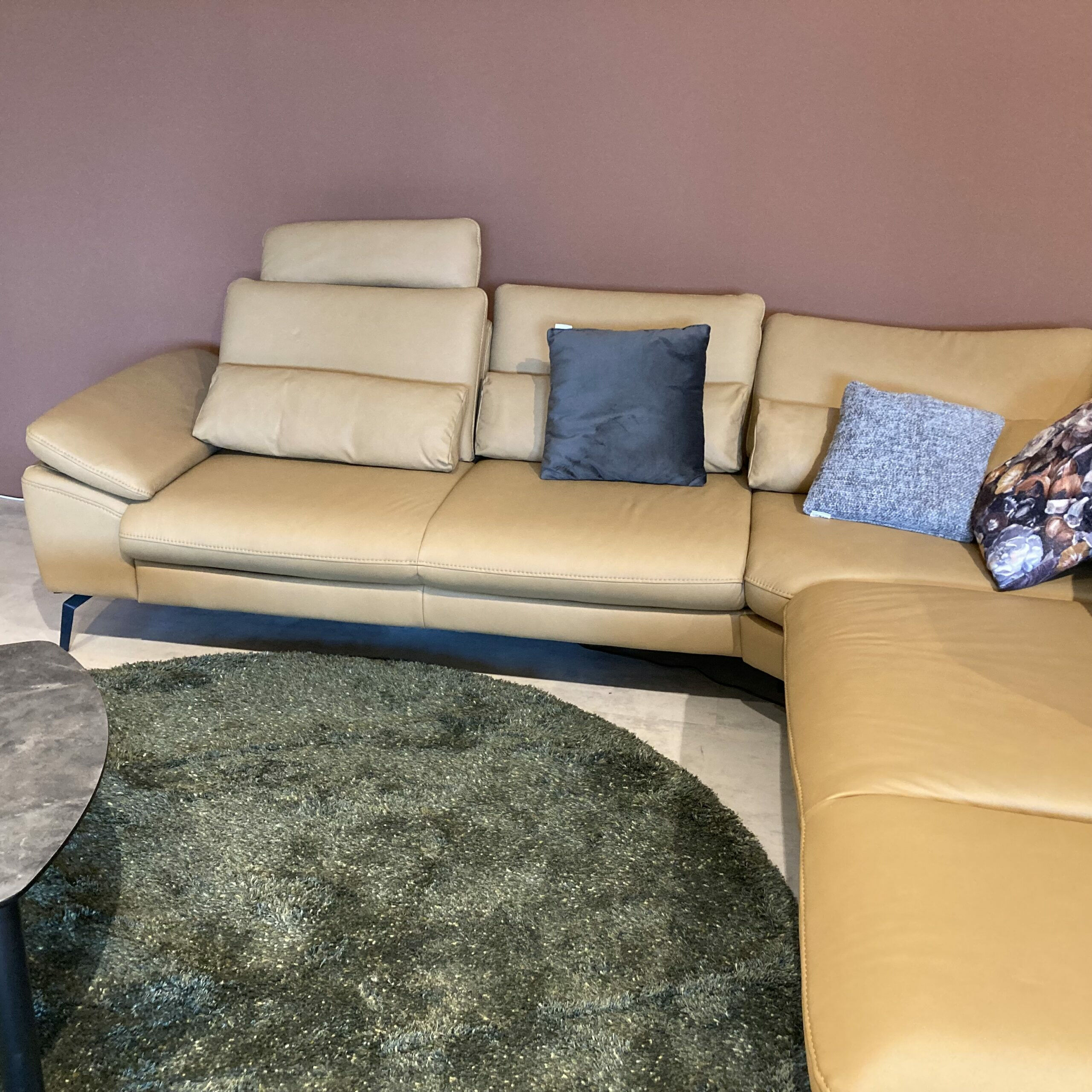 Musterring - Ecksofa Diana Leder Vivre Honey Beige Braun Füße Metall Schwarz Mit Sitztiefenverstellung - 4