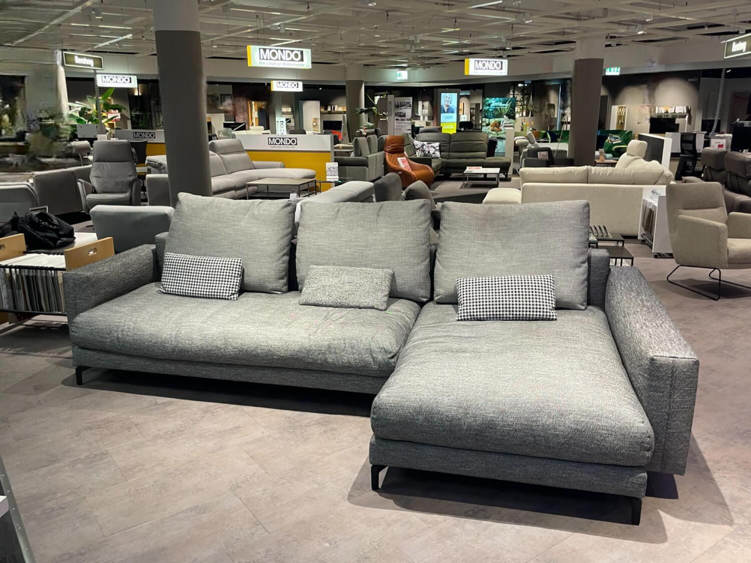 Rolf Benz - Ecksofa Nuvola Stoff 17 100 Dunkel Schwarz Weiß Gemustert Aluminiumgußfuß Lackiert RAL9017 Verkehrsschwarz Schwarz - 5