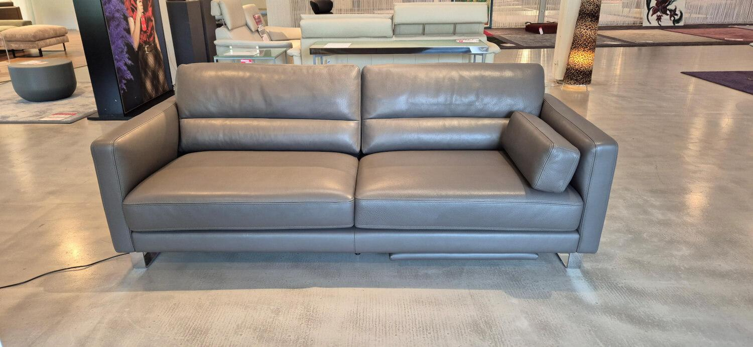 Violetta - Sofa Tino leather 80 night gray with headrest and footrest - 10