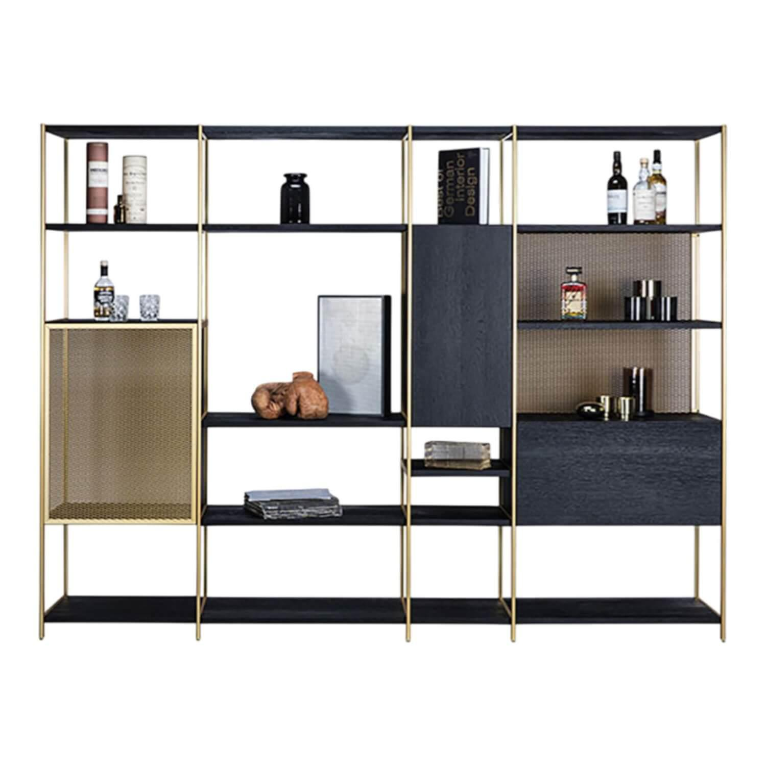 Janua - Shelf solid wood oak smoked anthracite oiled aluminium anodized Ev3 brass - 1