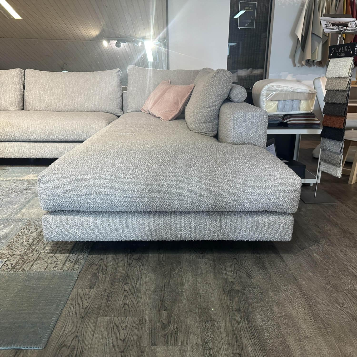 Contur - Ecksofa Cuneo 120 Kubisch Stoff 56 30 Universe 019 Greige Grau Beige Mit Verdeckten Gleitern Inklusive 2 Kissen - 7