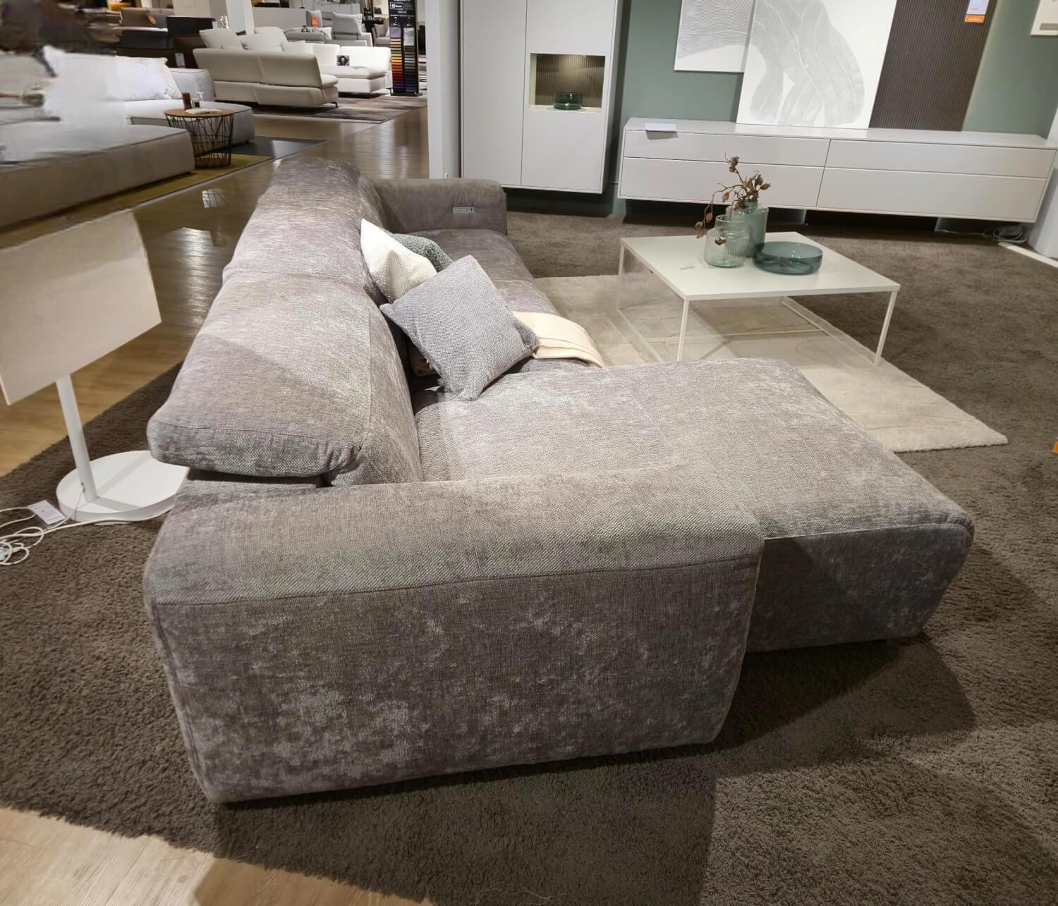 W. Schillig - Ecksofa 34000 Dwayne Stoff V87 21 Silver Grau Füße Kunststoff Schwarz Mit Kopfteilverstellung - 2