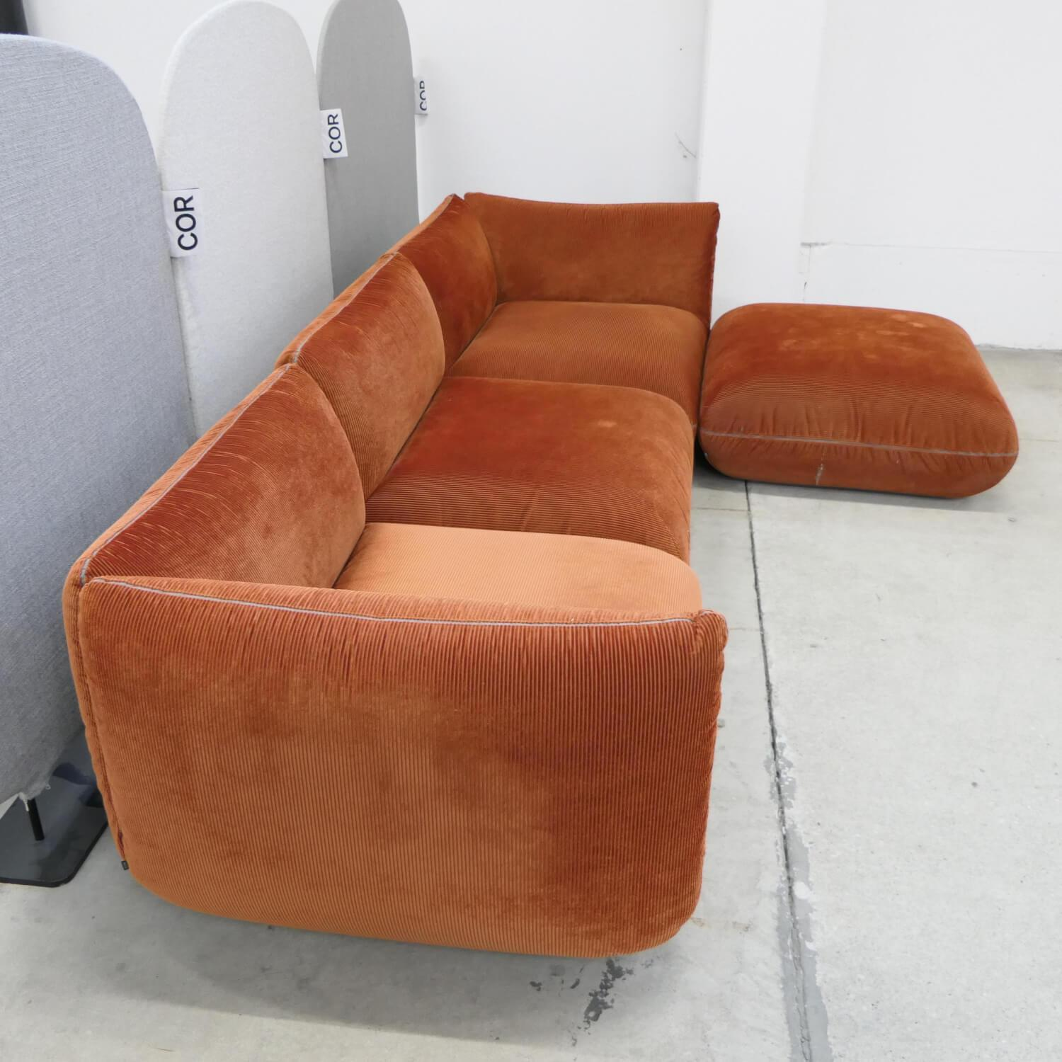 COR - Sofa Jalis 21 Stoff 9072 Kürbis Orange Rot Nahtband 5091 Mittelgrau - 6