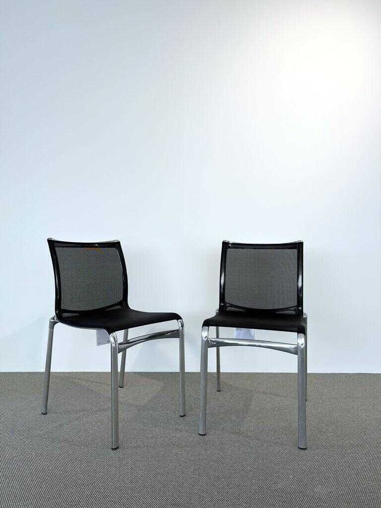 2er-Set Stuhl Bigframe Netzgewebe Schwarz Gestell Aluminium