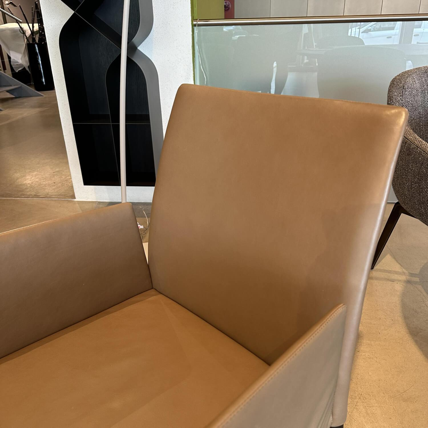 Walter Knoll - Stuhl Deen 1606 Leder Elen 1400 Fango Braun Gestell Stahl Bronze Schwarz Mit Teflongleiter Und Mittelhohem Rücken - 4