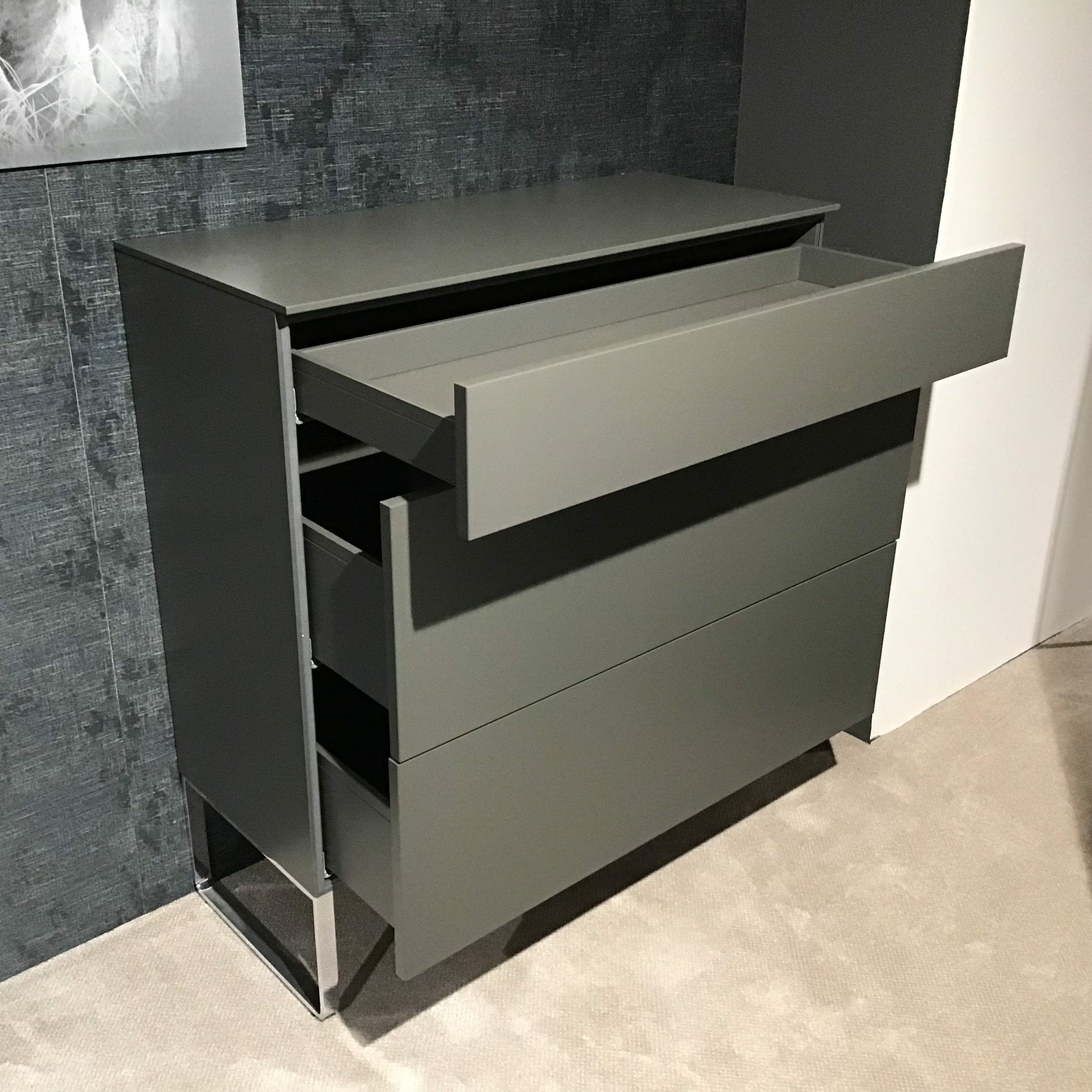 Hülsta - Highboard Neo Lack Grau Gestell Chrom Mit 3 Schubladen - 4