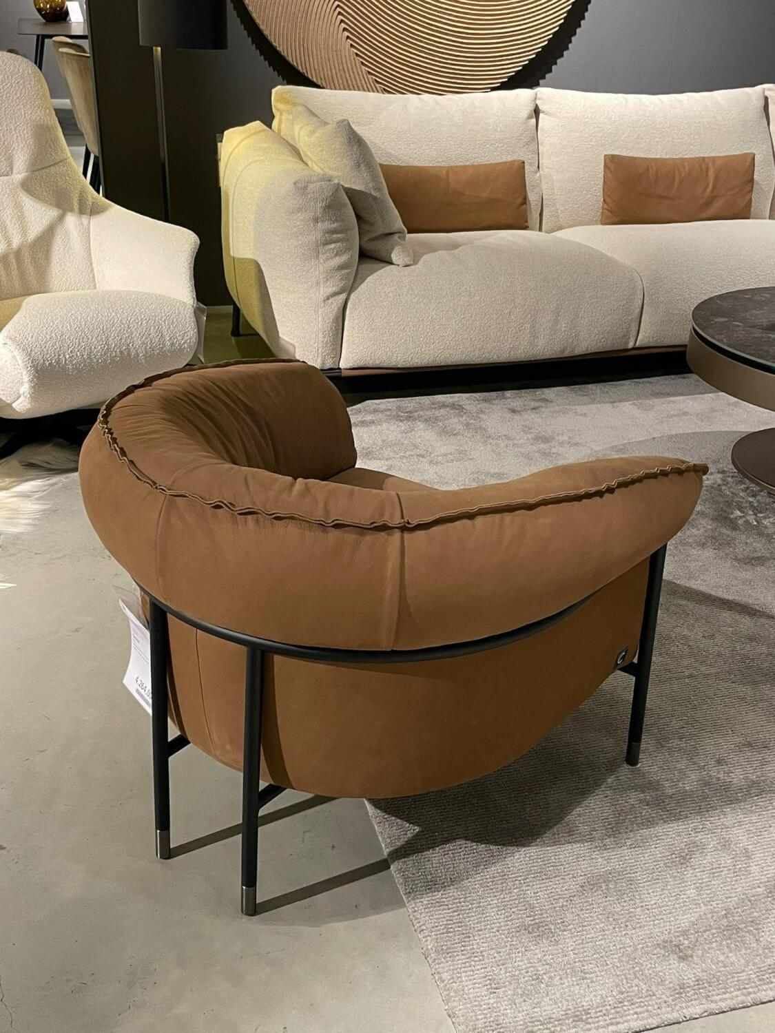 Cierre - Sessel Mac Leder Cat. 5 Natvelour. 77 Braun Füße Chrom-Schwarz - 2