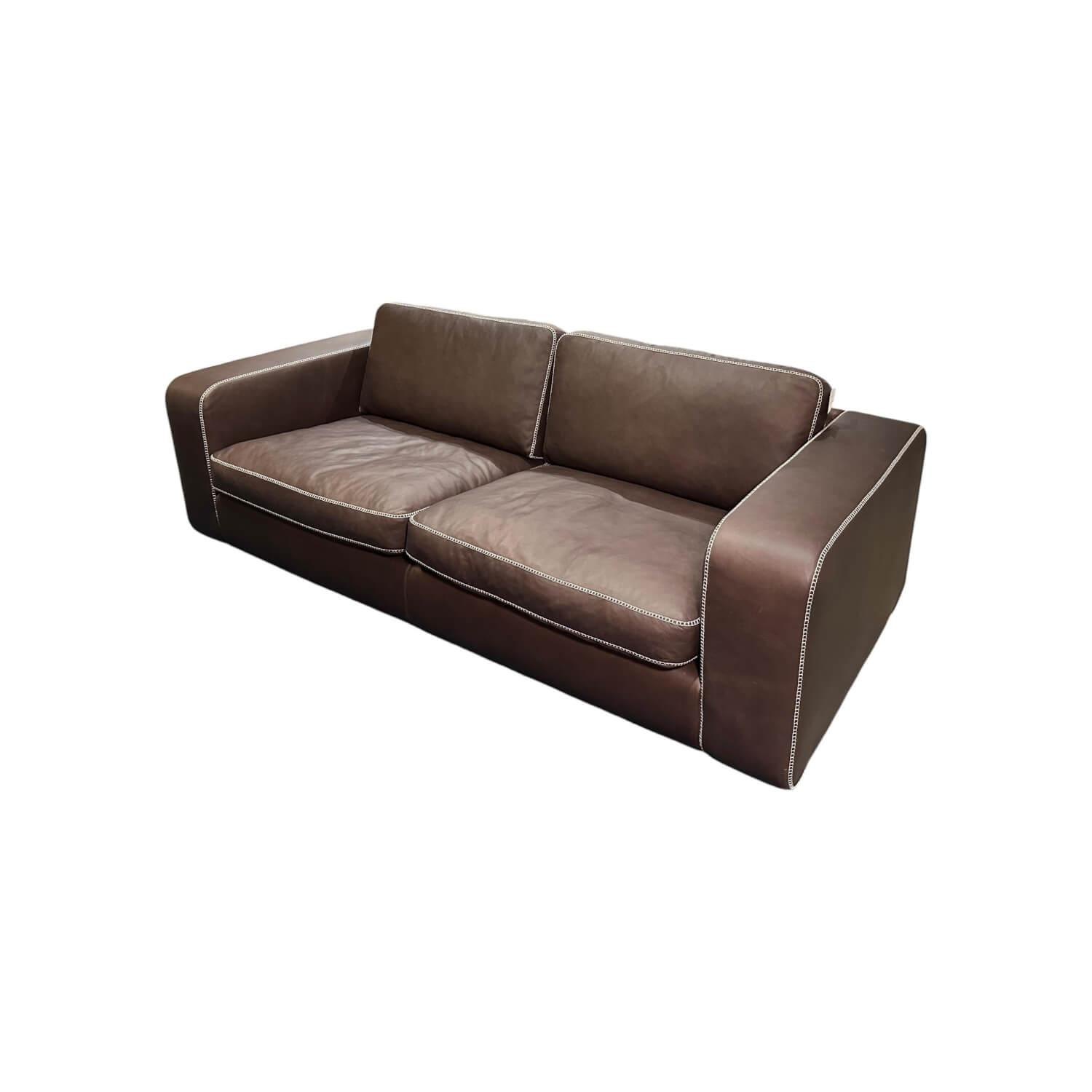 Sitzwerk - Sofa Valentino Leder Gaucho 5 Chocolate Braun Füße Eiche Dunkel - 1