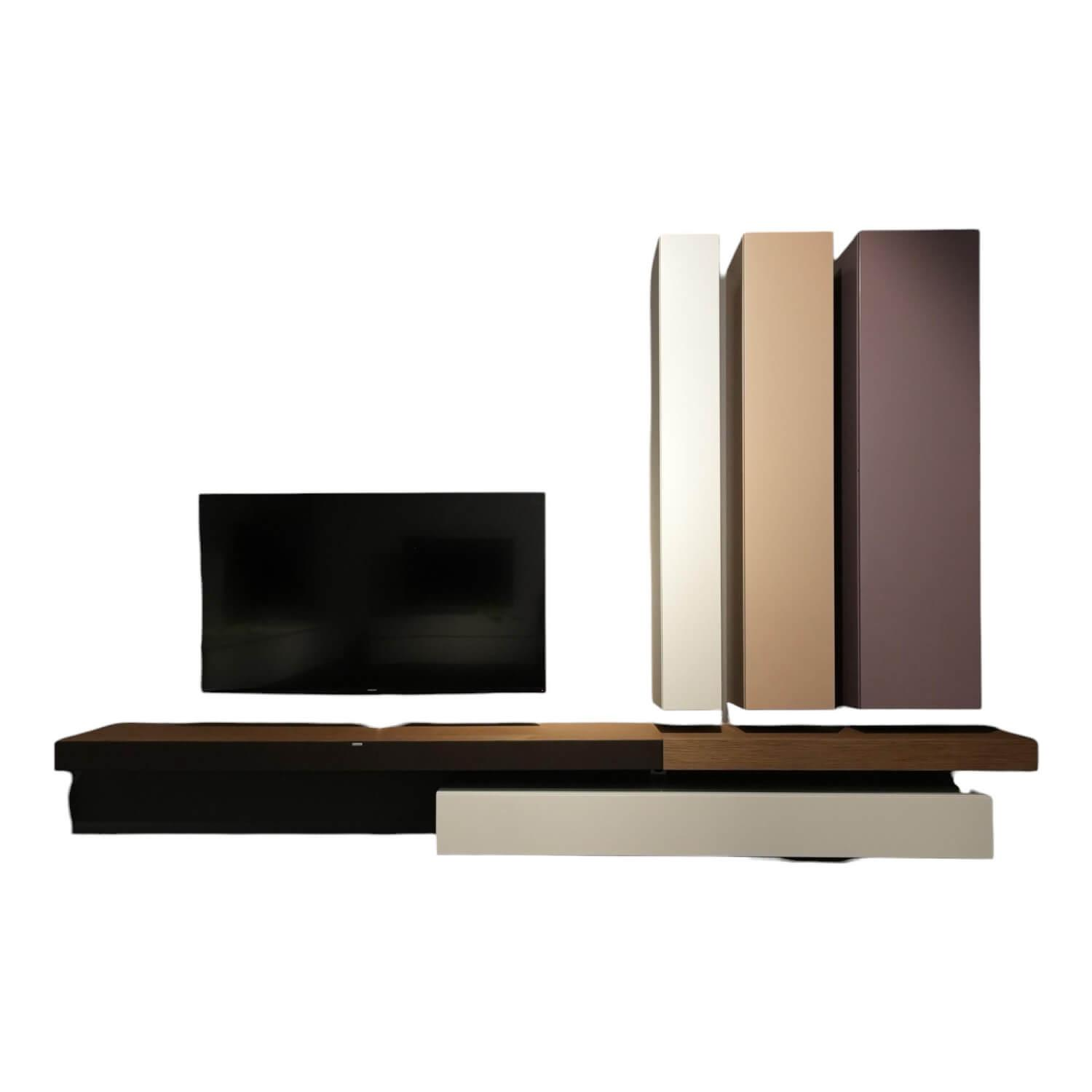 Spectral Smart Furniture - Wohnwand Twenty Lack Seidenmatt Violett Beige Creme Mit Soundsystem XTA1 - 1