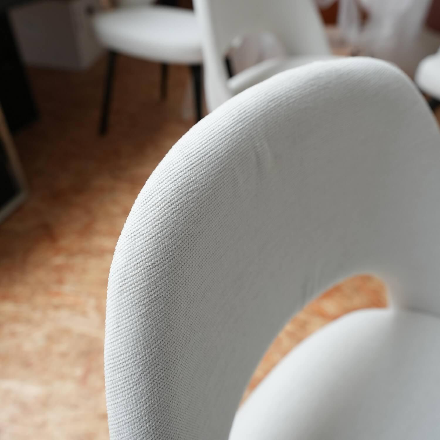 Knoll International - 6er-Set Stuhl Saarinen Kollektion Relax Bezug Stoff Dream 201DR Ivory Creme Stuhlbeine Eiche Ebenholz Gebeizt - 3