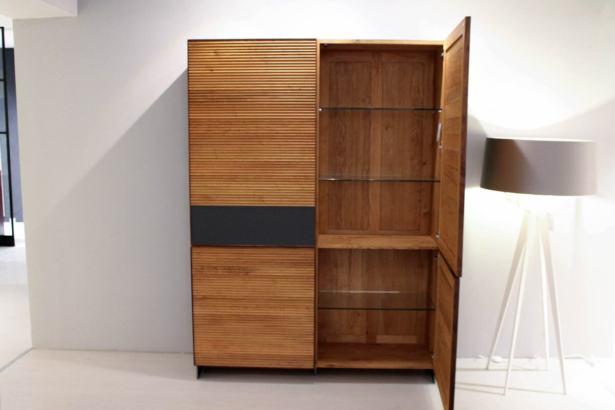 Scholtissek - Geschirrschrank Tratum Knorrige Eiche Natur Geölt Kontrastleiste Nussbaum - 4