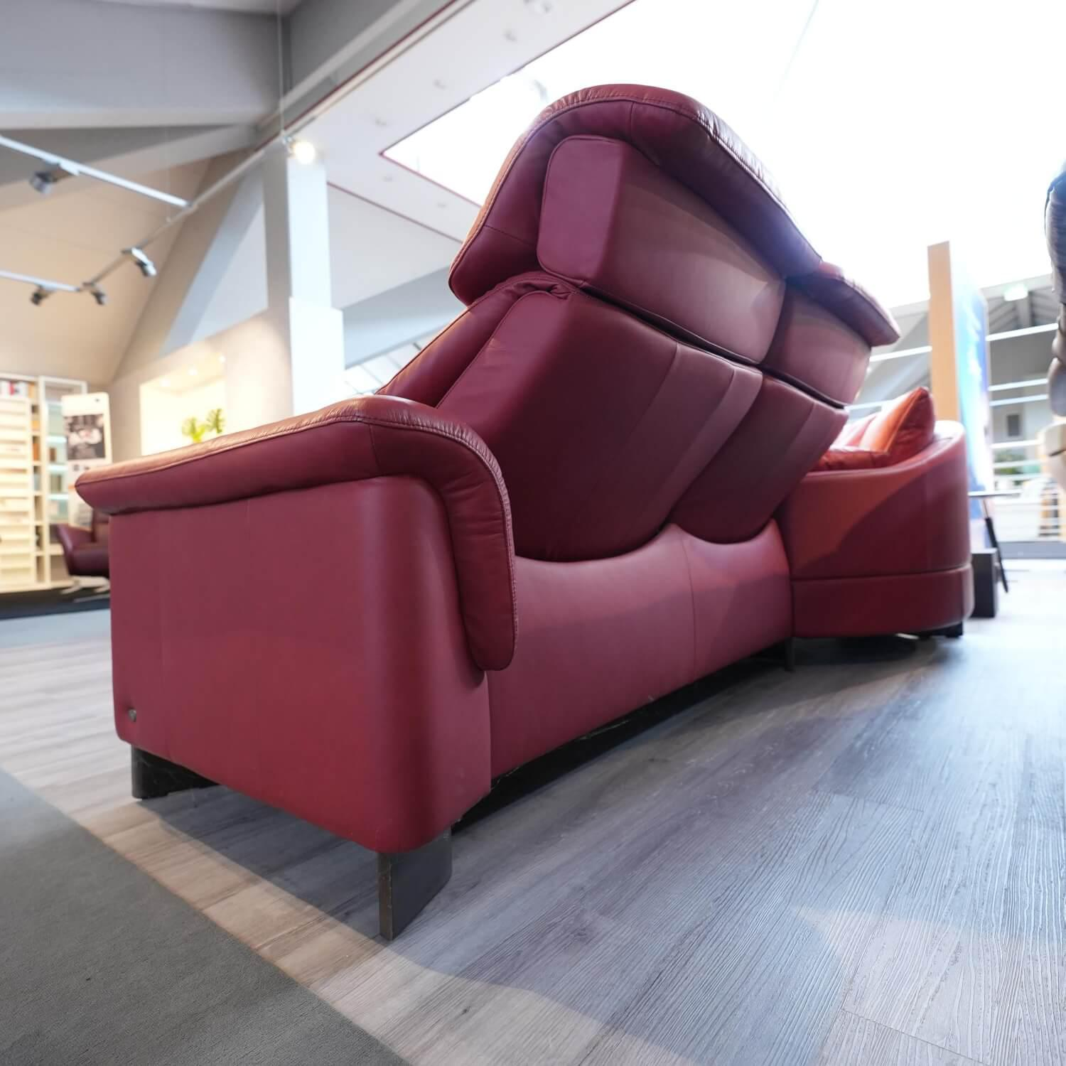 Stressless - Ecksofa Paradies Leder Paloma Cherry Rot Fuß Buche Wenge Schwarz Mit Kissen Und Couchtisch - 14