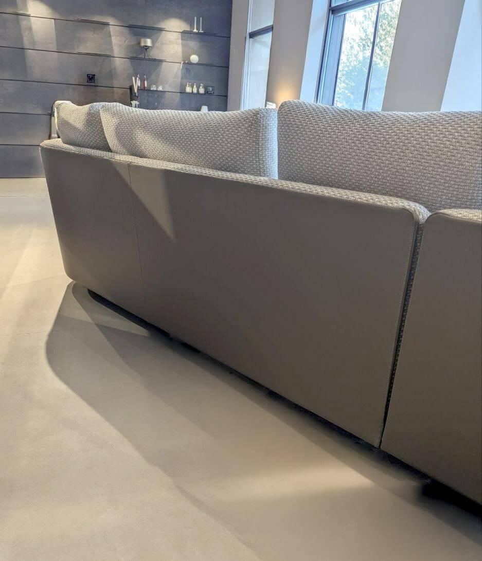 Molteni & C - Sofa Cleo Außen Leder Fango Innen Bouclestoff Kat. K Kubo KH612 Weiß - 8