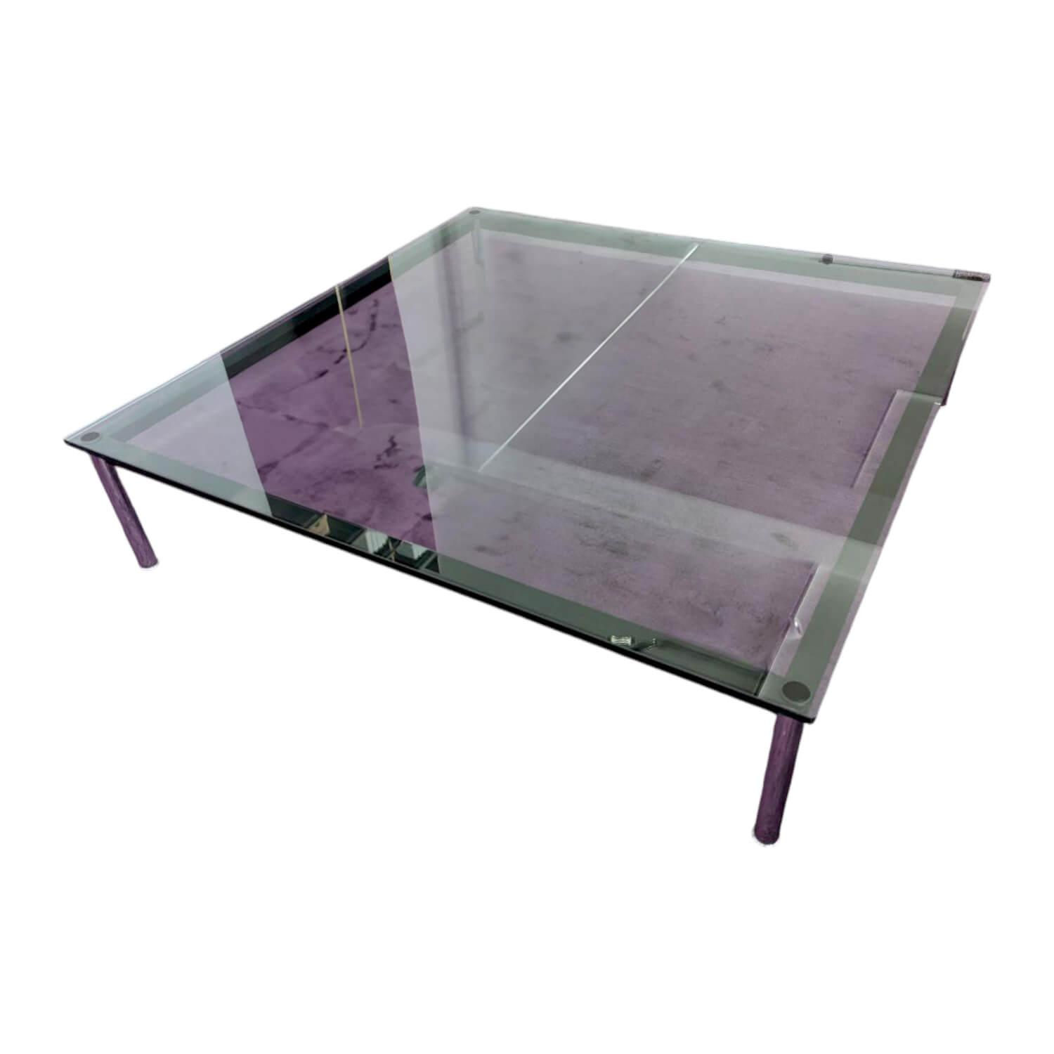 Cassina - Tisch LC10-P Tischplatte Riffelglas Gestell Stahl verchromt - 1