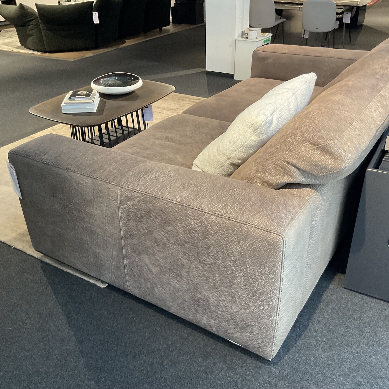 Cierre - Sofa Dolcevita Leder 4 Piumone Vintage Grigio Graubeige Gestell Metall Verchromt Schwarz - 3