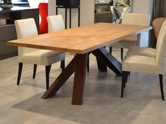 Bonaldo - Esstisch Big Table Eiche Natur Massiv Gestell Metall Lackiert Bronzefarben Schwarz - 2