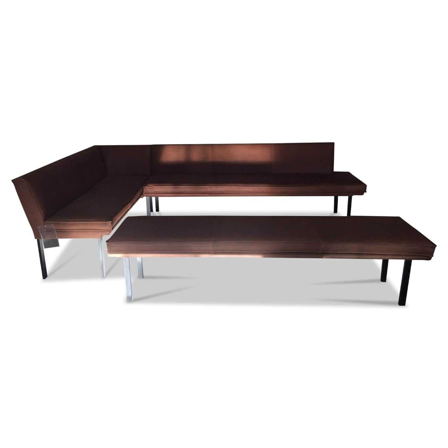 TM Collections - Eckbank mit Hockerbank L-Curver Dining Leder Braun - 1