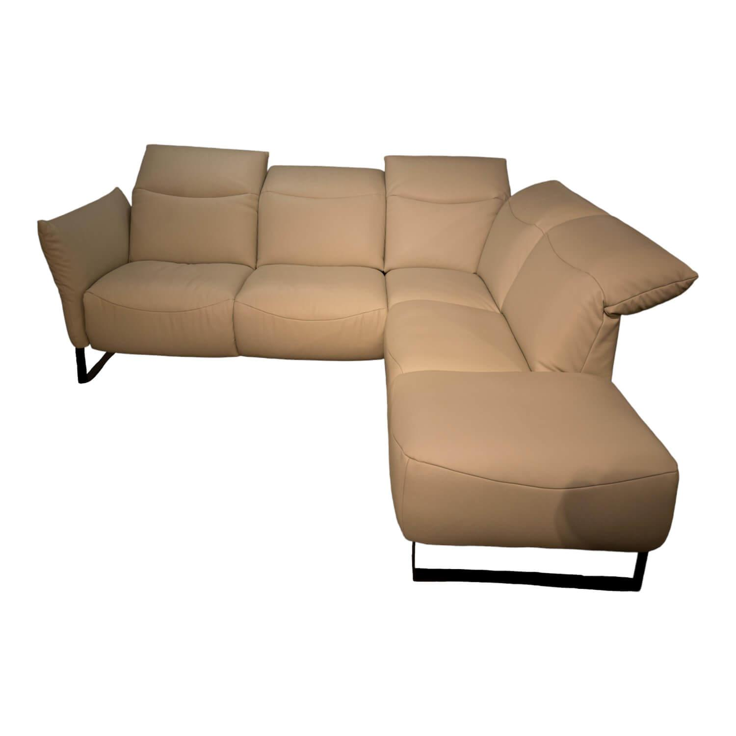 Comfort Republic - Eckgarnitur Viktoria Leder W2 Light Grey Metallfüße Schwarz - 1