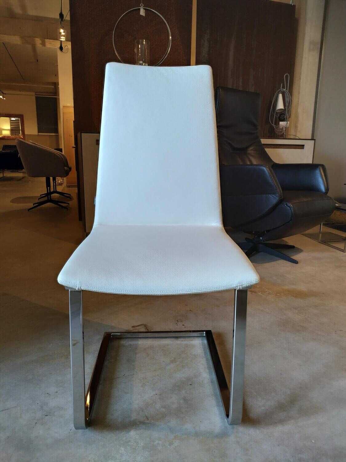 Bacher - 5er-Stuhlset Freischwinger Kama Leder Prestigem Weiß - 7