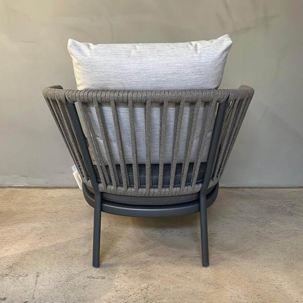 Fast - Outdoor Lounge Sessel Ria Rücken Seil Geflochten Braun Grau Gestell Aluminium Rock Liso Graph Grau Lackiert - 11