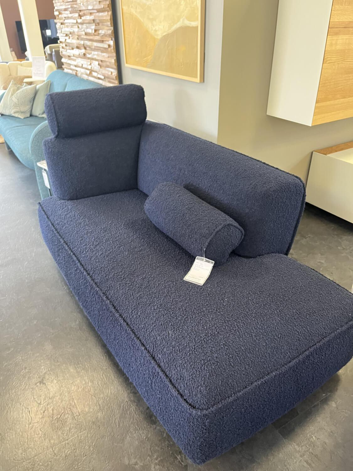Leolux - Sofa Divan Loya Stoff Robou 17 Midnight Blue Blau Sockel Leder Senseo Eclipse Blau Inkl. Kopfstütze + Armrolle - 3
