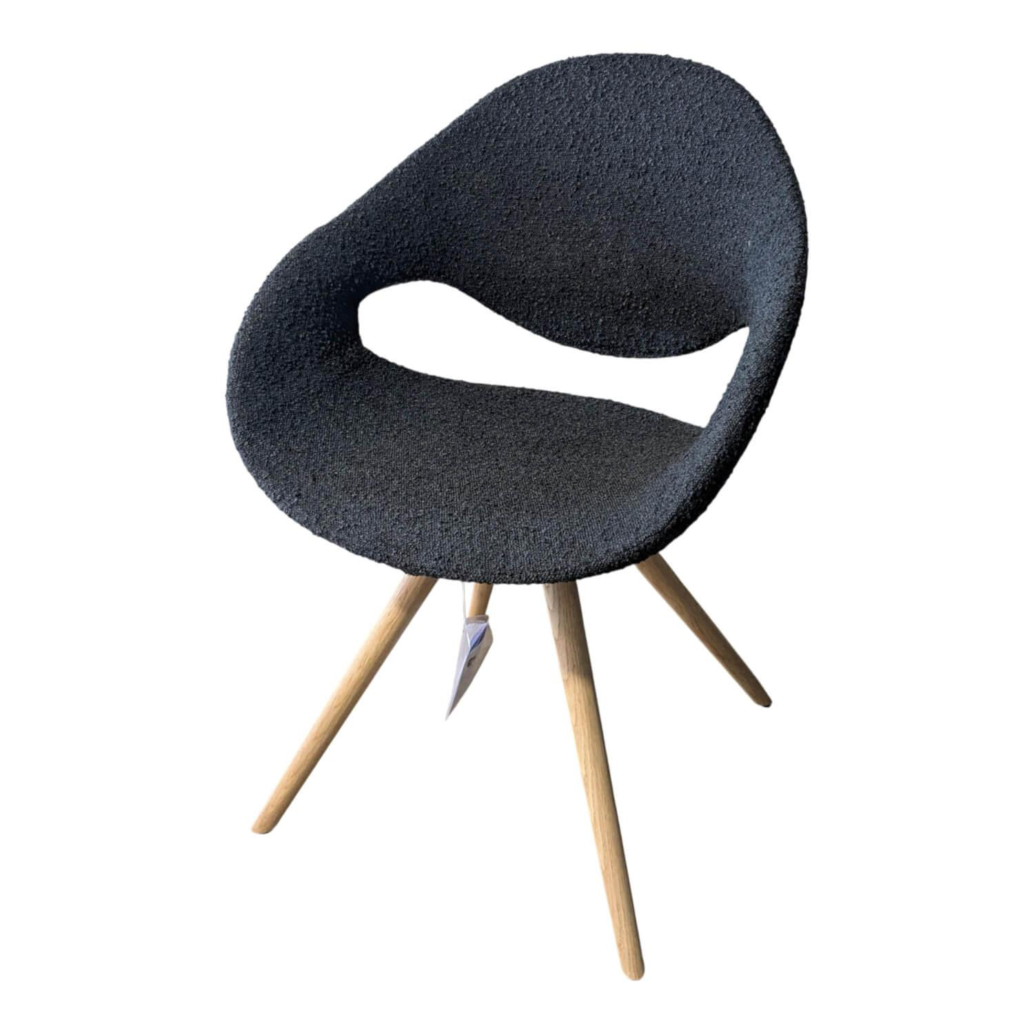 Stuhl Moon Stoff Schwarz 6P9 Füße Holz Tonon - Stuhl Moon Stoff Schwarz 6P9 Füße Holz - 1