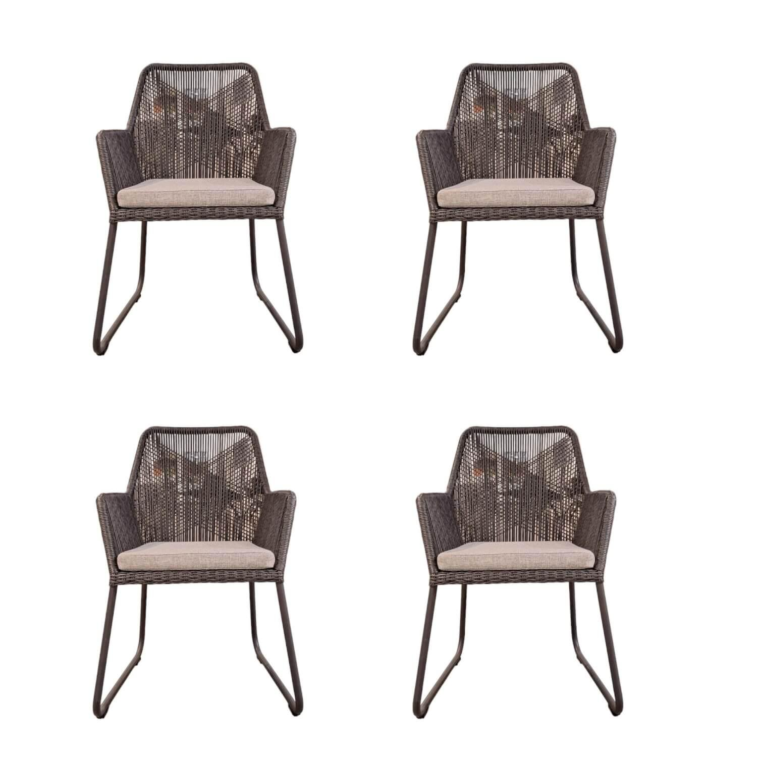 Sit Mobilia - Set of 4 armchairs Allanis Cover fabric Copacabana White Grey 165 Grey Sled base aluminum anthracite - 1