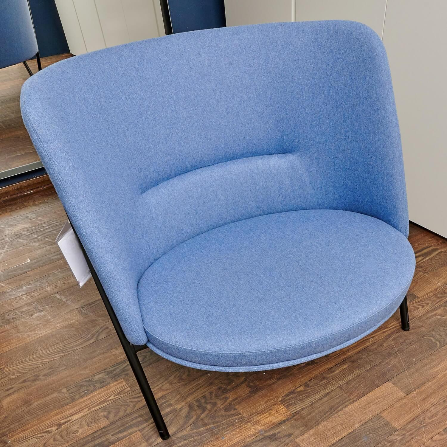 Tecta - Loungesessel DS70 Stoff Dama 75 Mittelblau Blau Gestell Schwarz Pulverbeschichtet Mit Kissen Und Hocker - 2