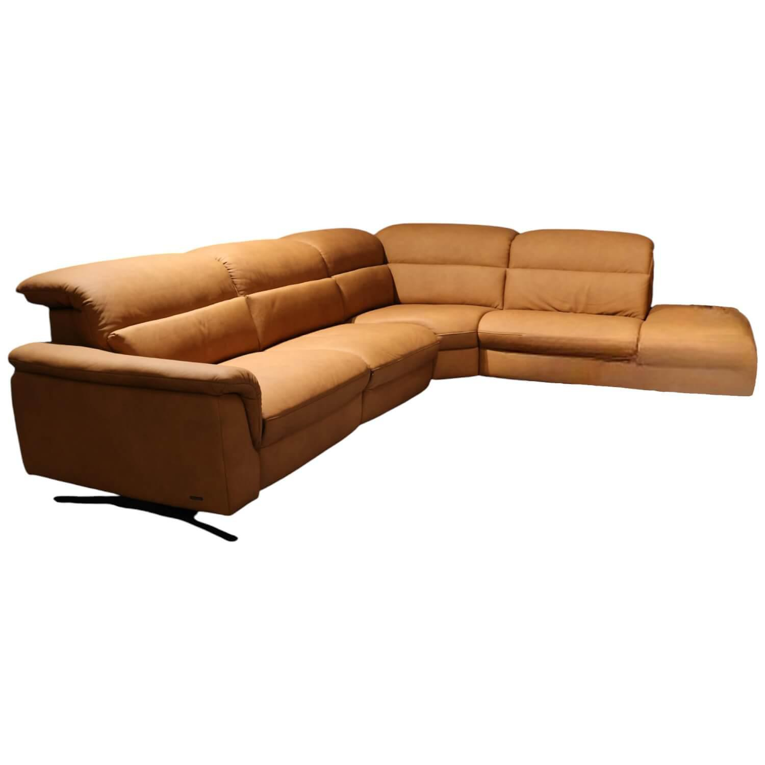 himolla - Ecksofa Spektral 1352 Leder 27 Leonessa Almond Braun Kufe Metall Anthrazit 63 - 1