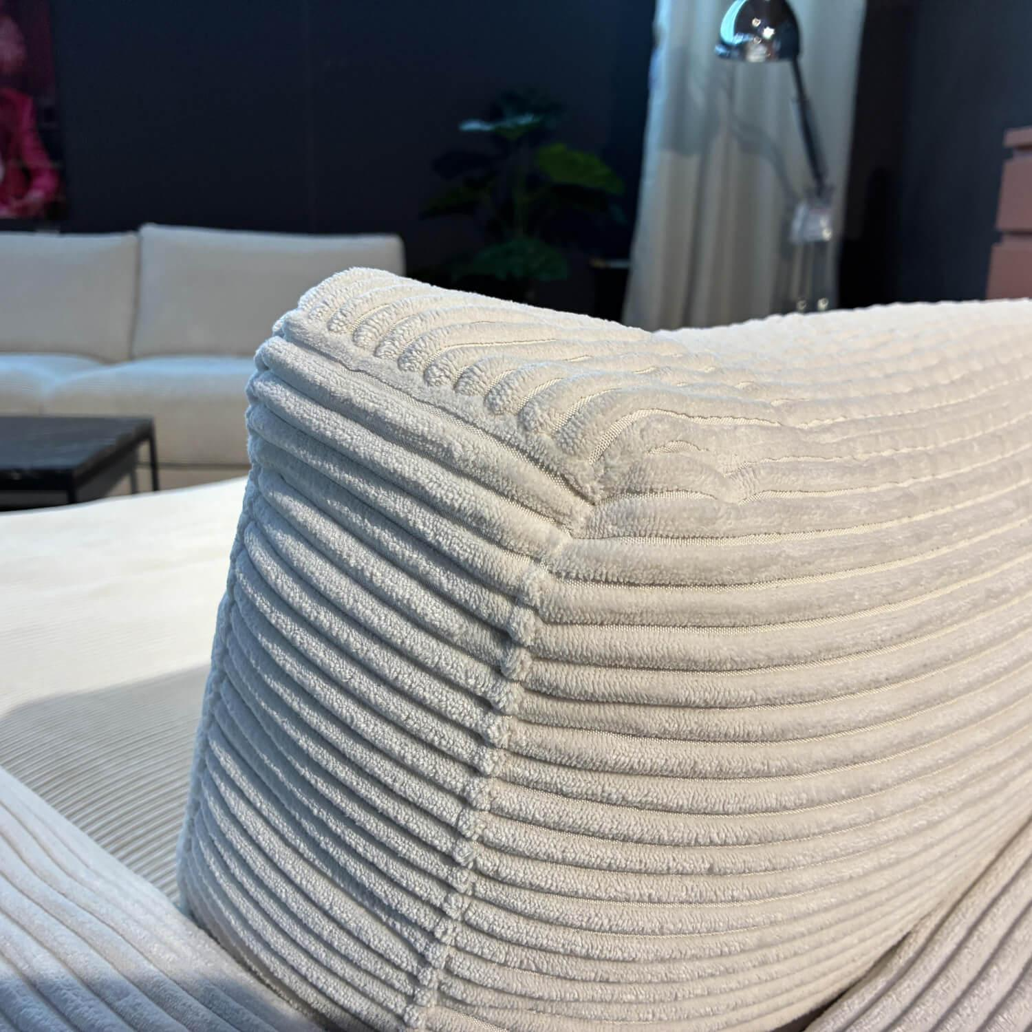 Schöner Wohnen-Kollektion - Ecksofa Garbo Stoff 6 Cord Snow Weiß Füße Kunststoff Schwarz Inklusive Longchair - 4