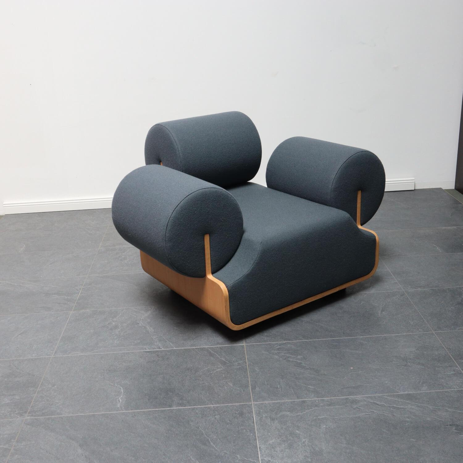 Spektrum - Sessel MVPHE Bezug Stoff Kvadrat Tonus 4 615 Anthrazit Gestell Buche Furniert - 6