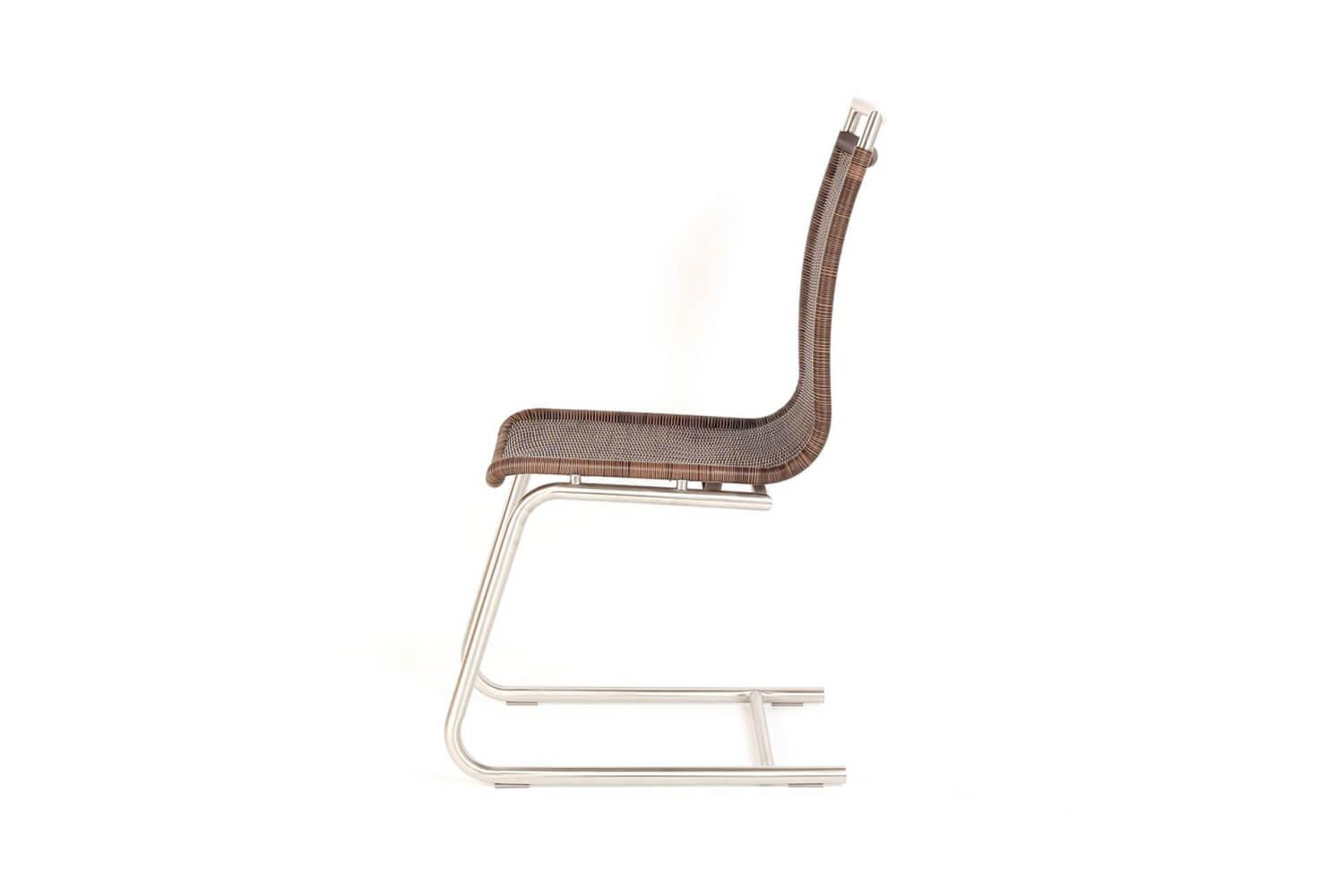 Lavida - 4er Set Freischwinger Jenny Mit Edelstahlgriff  Coffe Creme Braun Untergestell Rundrohr Edelstahl - 4