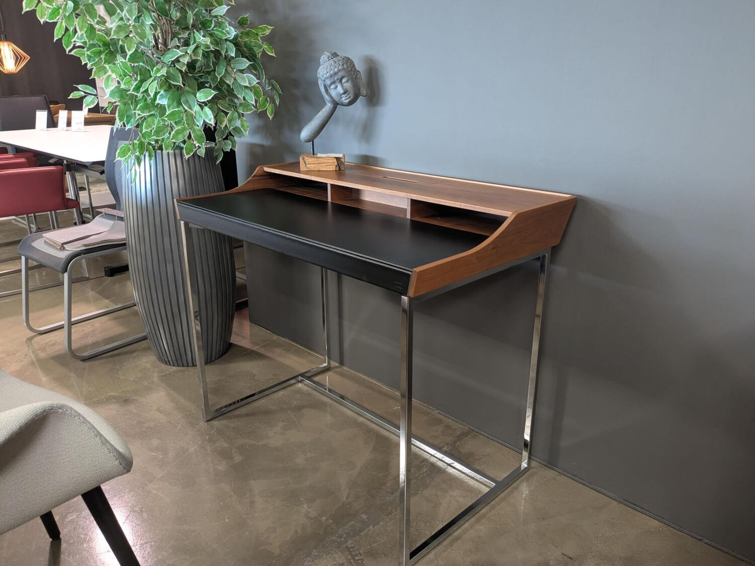 Jori - Sekretär JR-d101 Nussbaum mit Lederauflage Vege Black - 2