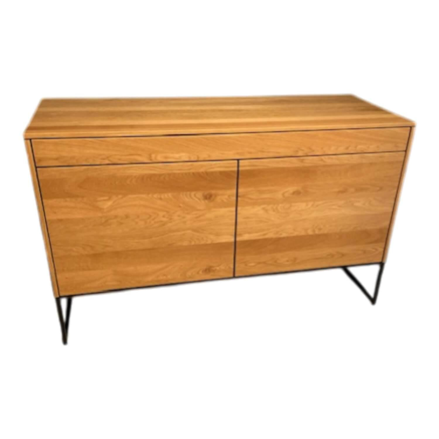 Team 7 - Sekretär Filigno Eiche Massiv Natur Geölt Kufen Matt Schwarz Pulverbeschichtet - 1