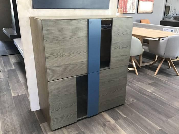 Presotto - Highboard Madia Korpus Eiche Basalt Antik-Look Einlagen Aus Glas - 3