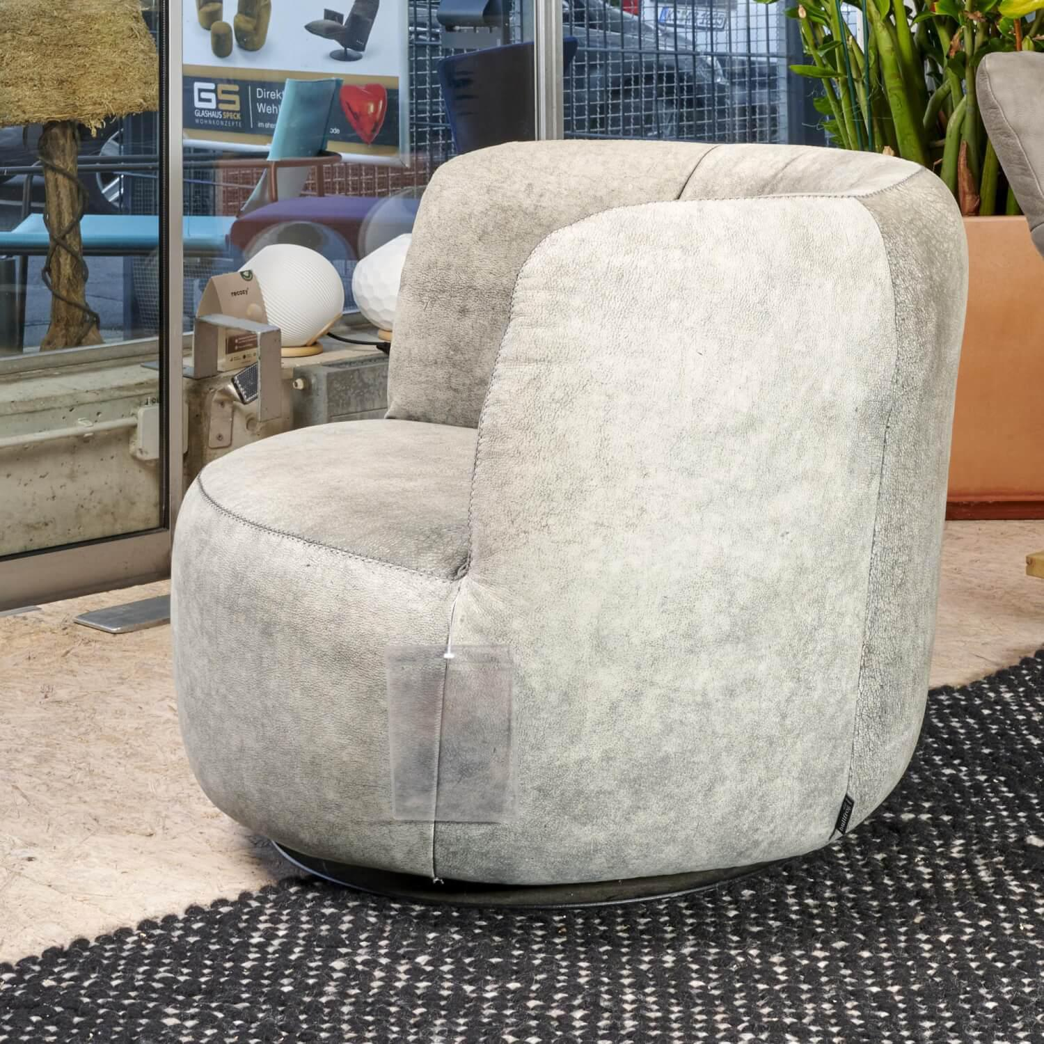 Bullfrog - Sessel Donna Drehbar Bezug Leder Desperado Elefant 2120 63 Grau Mit Schaukelfunktion - 7