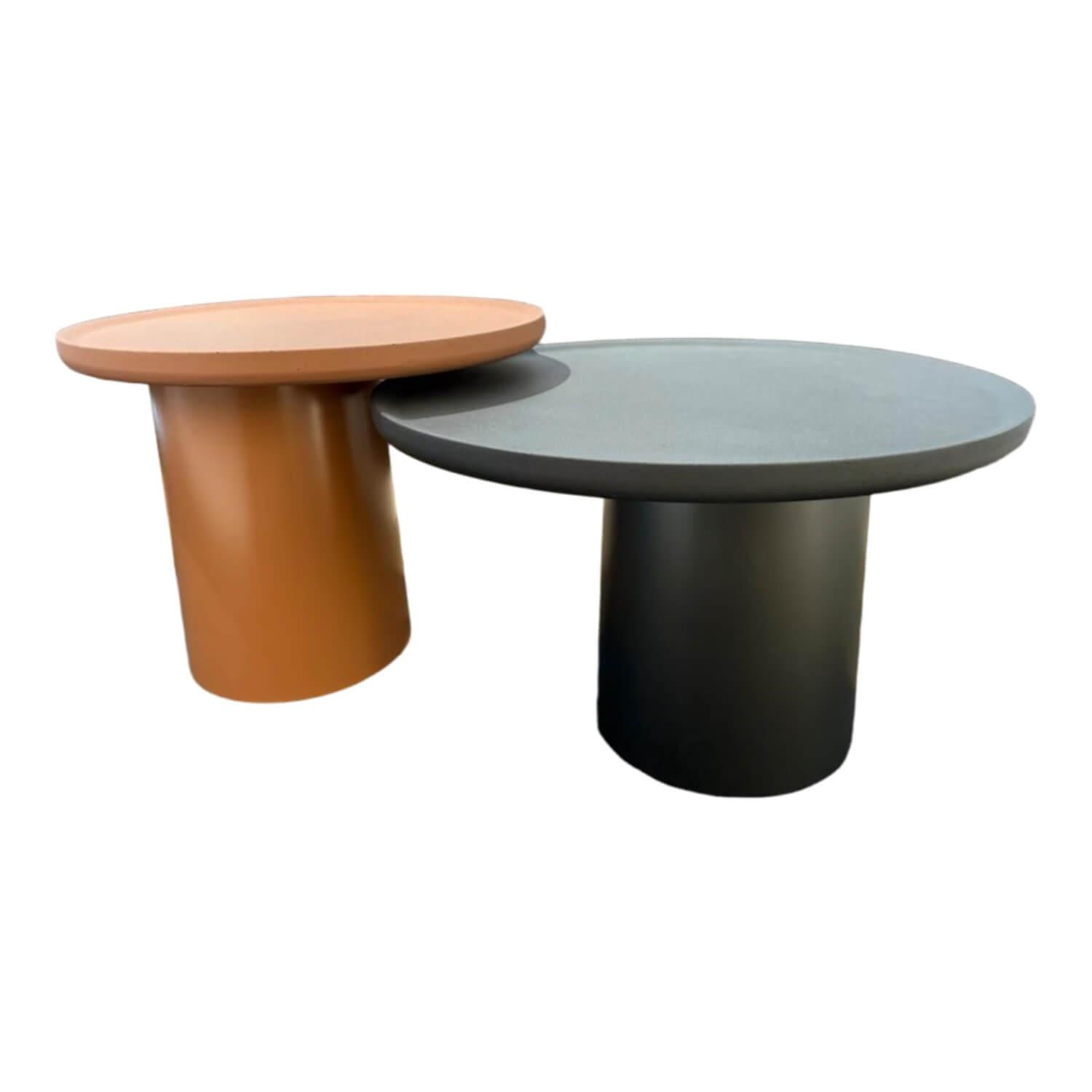 Molteni & C - 2er-Set Beistelltische Louisa Zinnfarbig Matt Ziegelrot - 1