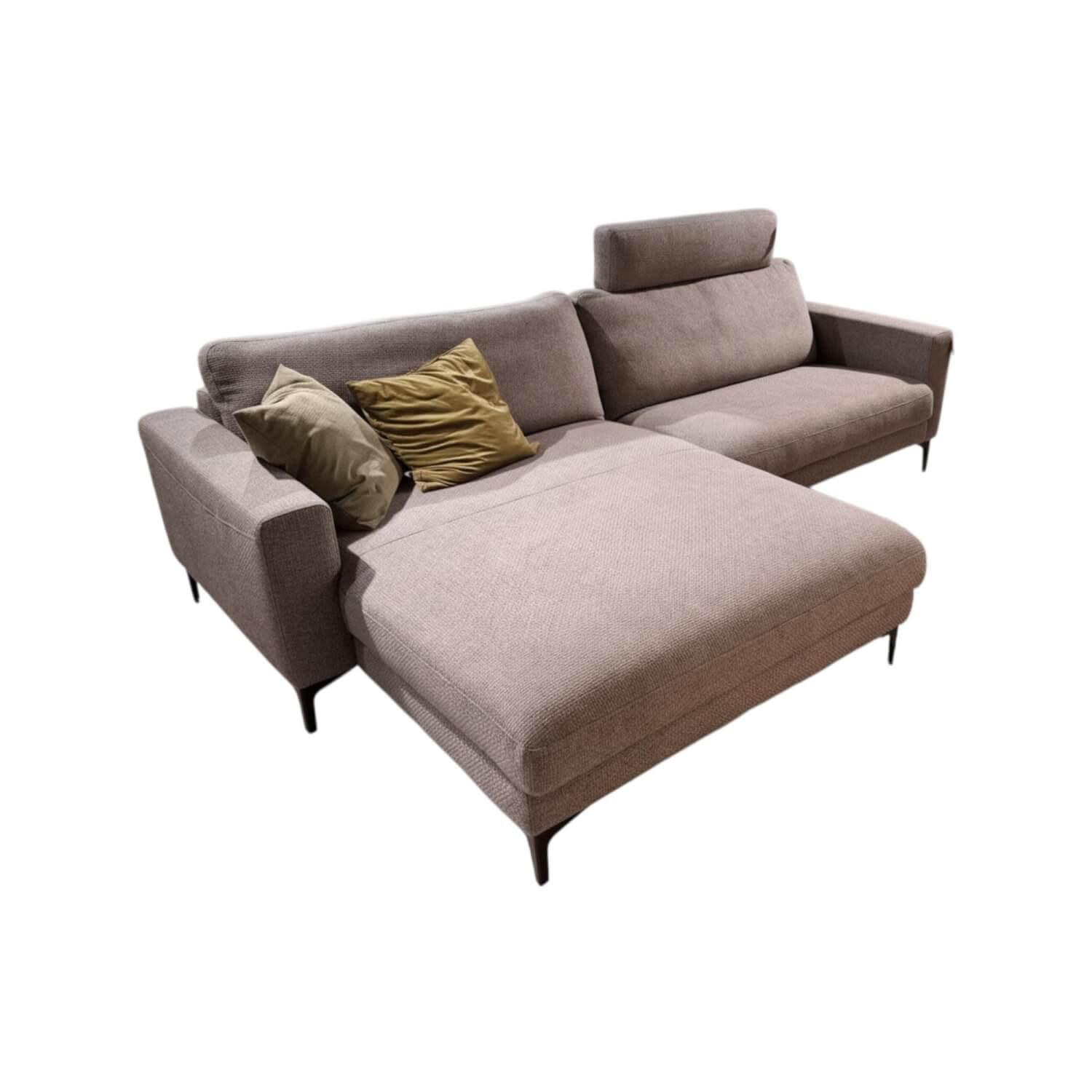 Global - Ecksofa Oviedo Stoff Catona Grey Grau Füße Metall Schwarz Mit Motorischer Relaxfunktion - 1