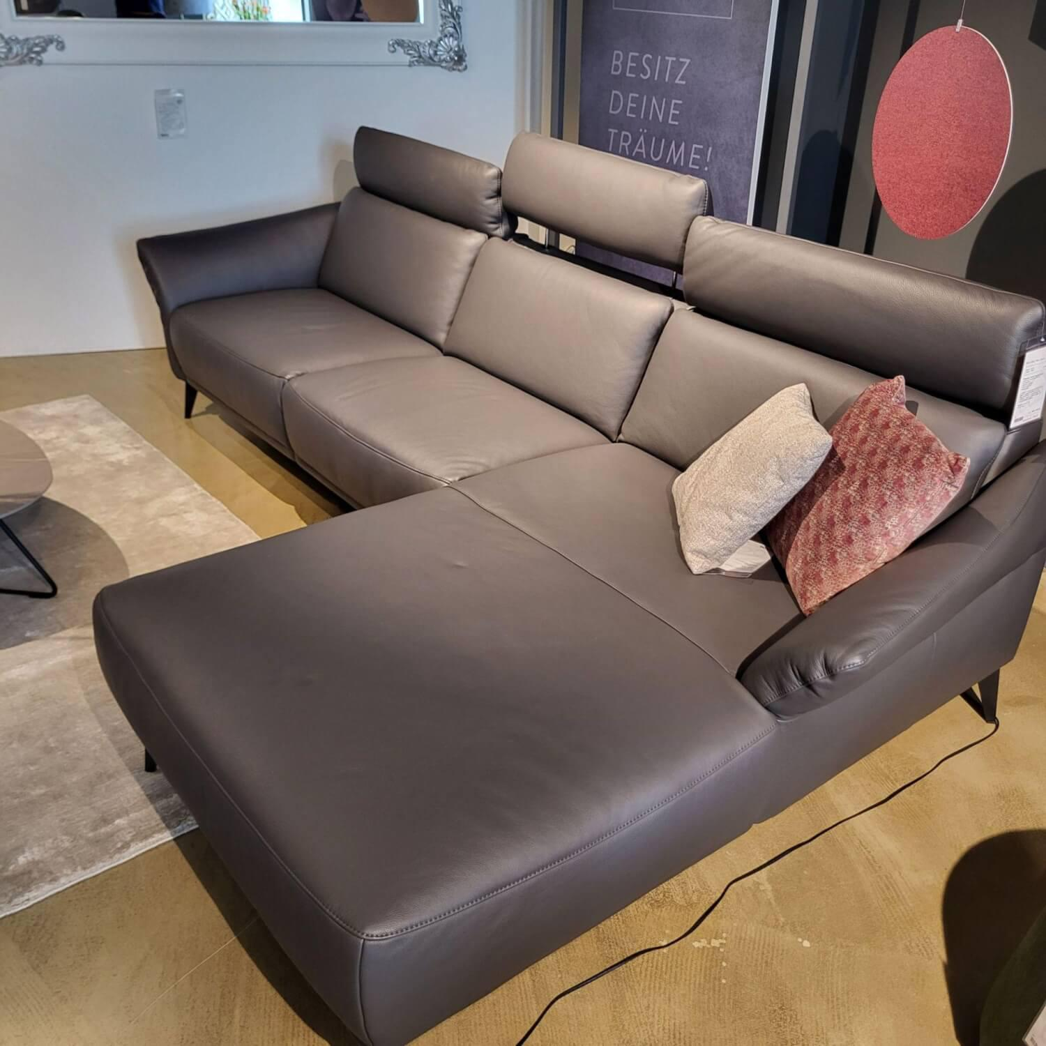 Comfort Republic - Ecksofa Justus Leder Anthrazit PG L50  Metallfüße Schwarz Mit Motorischer Relaxfunktion Ohne Dekokissen - 5