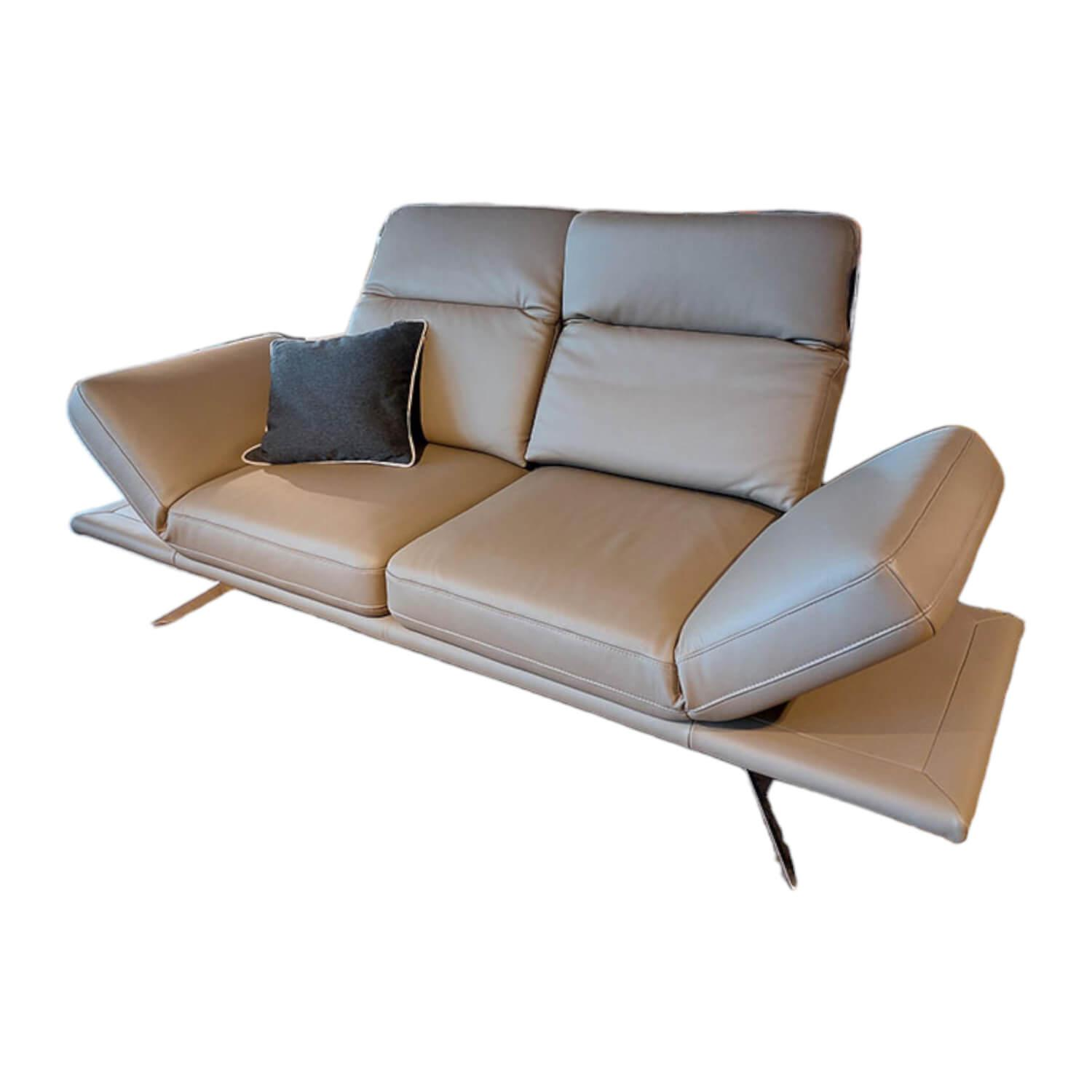 Comfort Republic - Sofa Sophie Leder Lava Grau Metallfuß MF1 Verchromt - 1