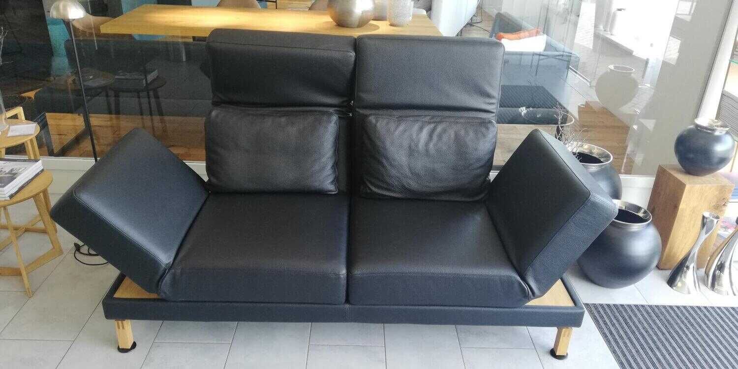 Brühl - Sofa Moule Small Leder Unit 542 Schwarz mit 2 Kissen - 2