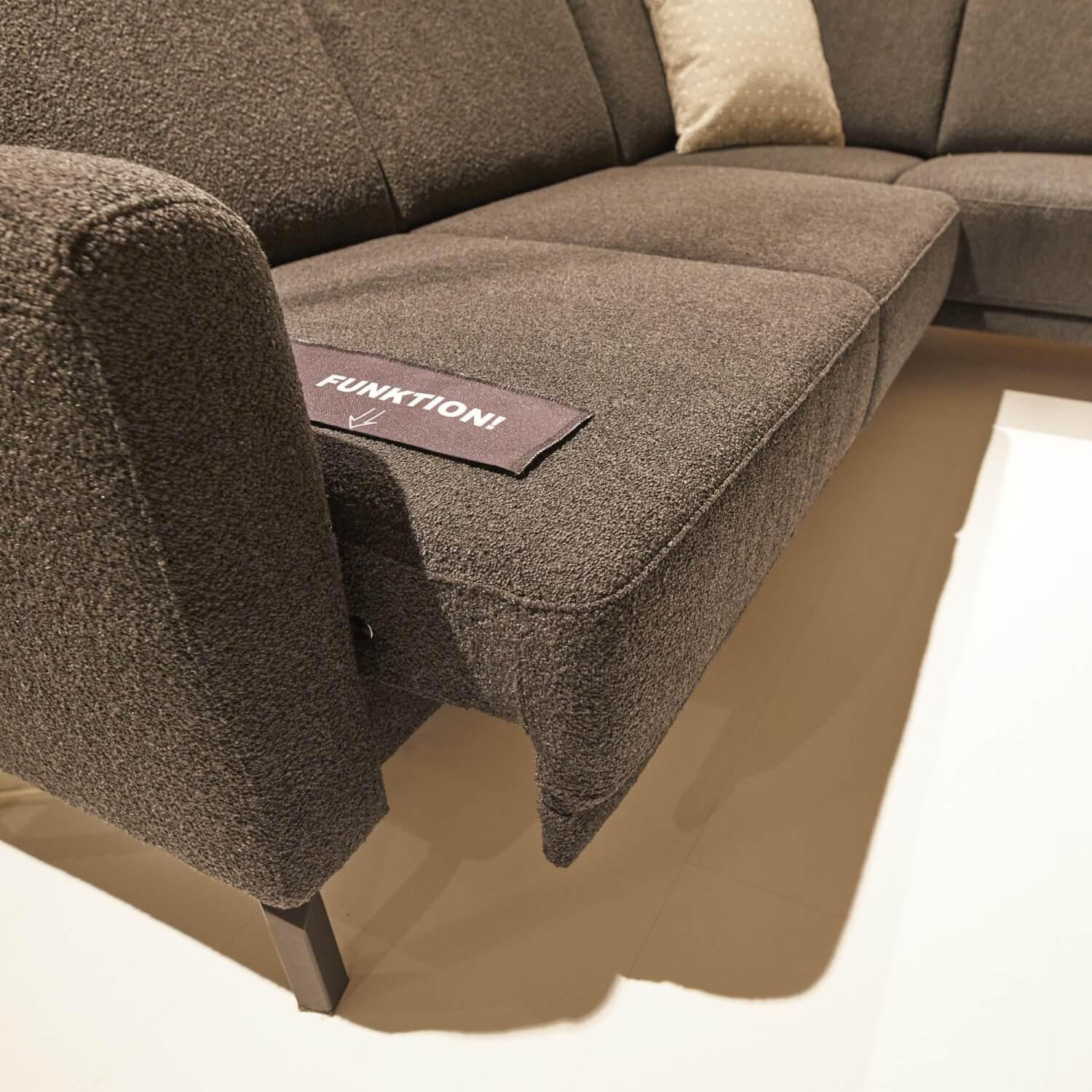 Musterring - Ecksofa MR 385 Bezug Stoff Loop Black Metallfuß Schwarz Matt Mit motorischem Gesamtsitzauszug - 7