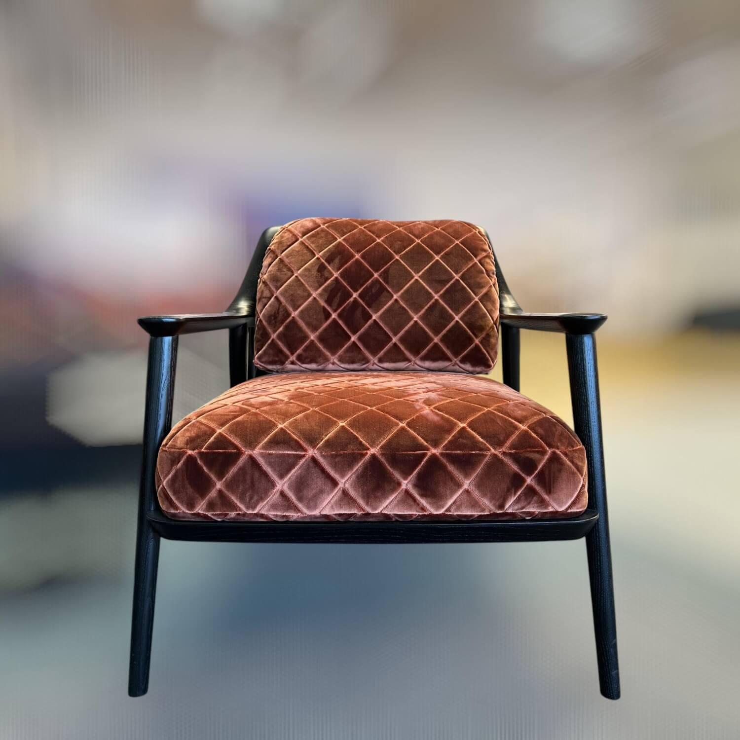 Bielefelder Werkstätten - Sessel Gatsby Stoff JAB Viscount JA3017-061 Orange Braun Füße Holz Schwarz Gebeizt - 2